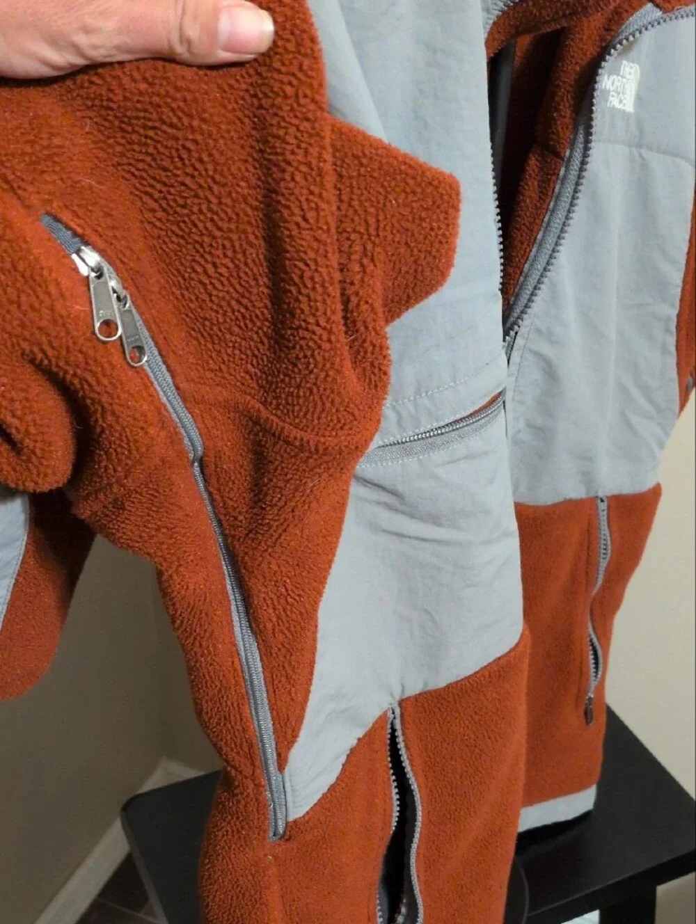 The North Face Men's Two-Tone Rust and Light Gray Fleece Jacket